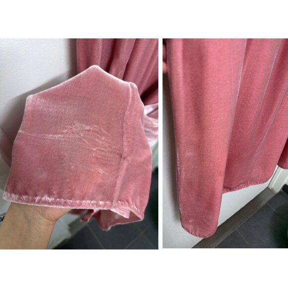 Saloni Camille Crystal Bow Liquid Velvet Midi Dress Rose Pink Black Beaded US 2 - Picture 8 of 16